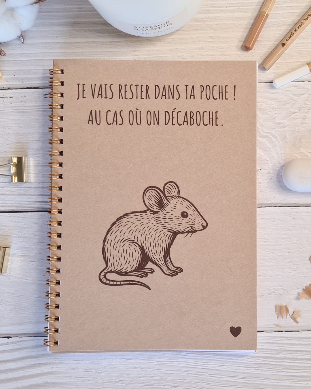 Carnet à spirales A5 en kraft : "Je vais rester là"