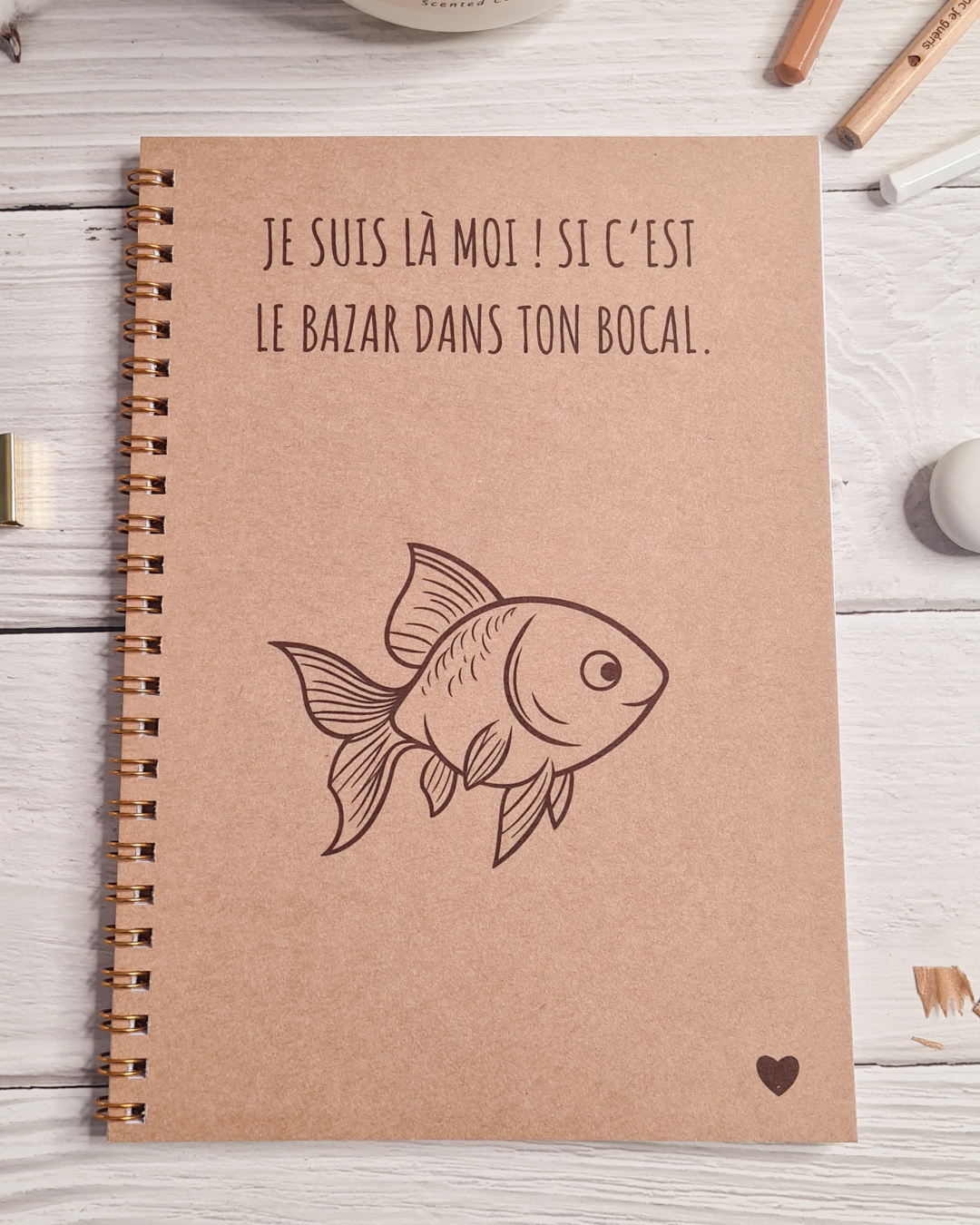 Carnet à spirales A5 en kraft : "Je suis là moi"