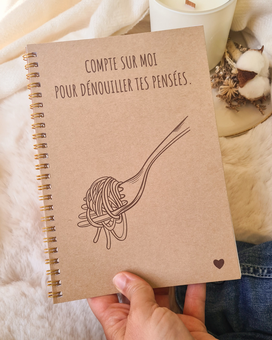 Carnet à spirales A5 en kraft : "Compte sur moi"
