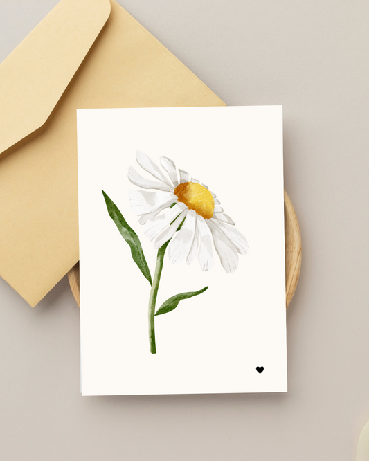 Une carte totem illustrée en aquarelle avec une fleur pâquerette