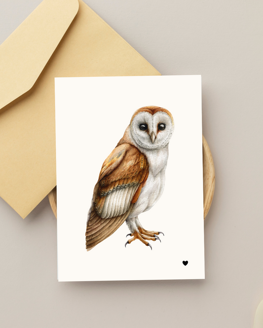 Carte totem illustrée avec une chouette en aquarelle
